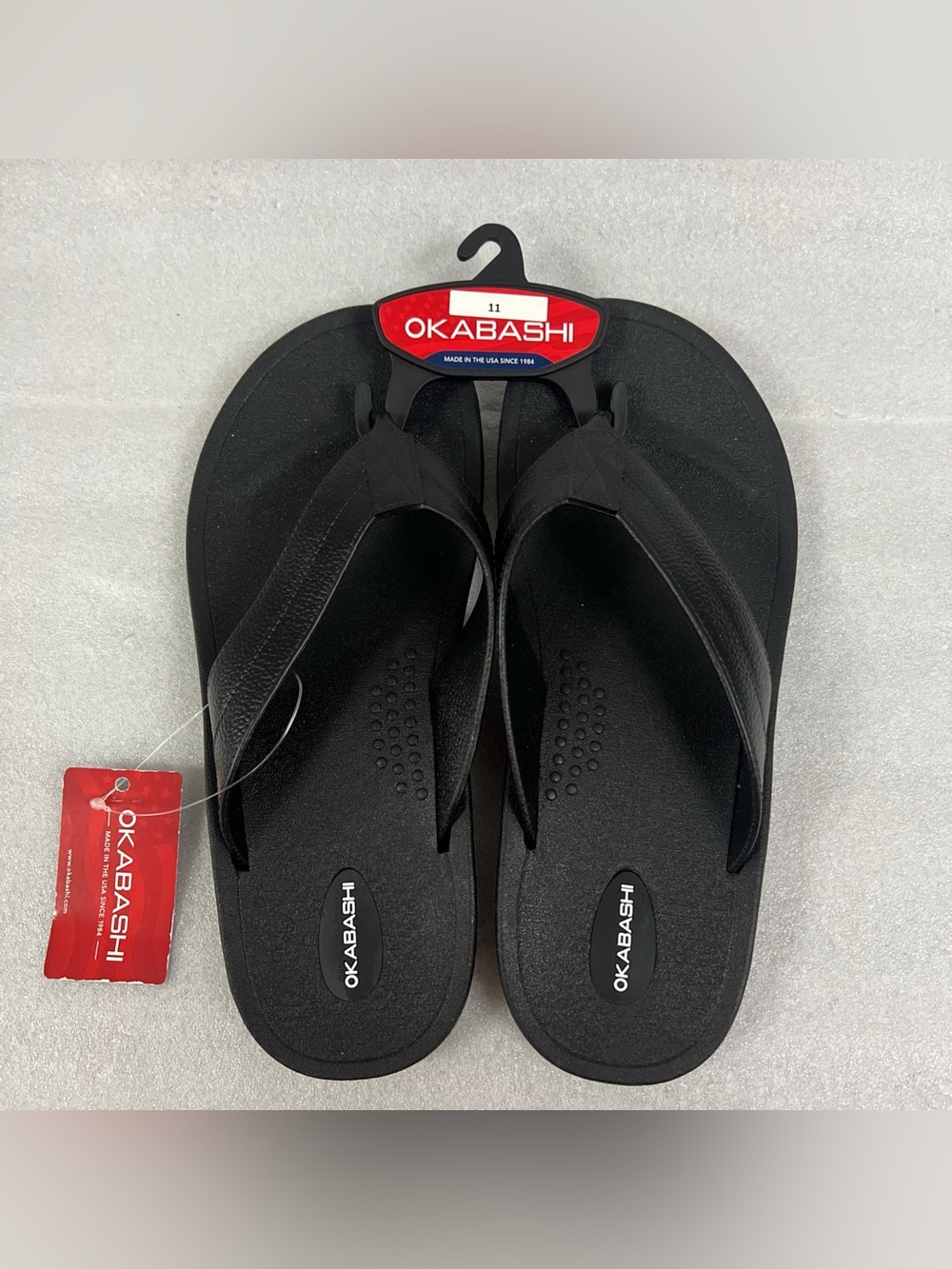 Men's Black OKABASHI Voyager flip flops sandals Size 11